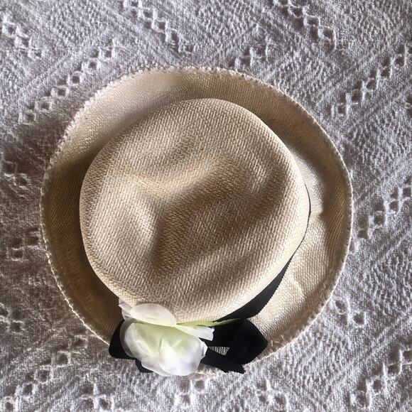 Vintage Straw Panama Hat with Flowers Union Made USA Cottagecore Garden - Picture 2 of 11